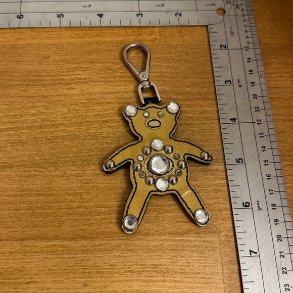 Prada saffiano leather bear bag charm keychain with crystal accents - Picture 4 of 4